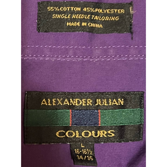Alexander Julian Colours Men's Purple Dress Shirt Size 16 - 161/2 34/35 - Picture 3 of 3